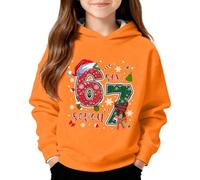 67 Christmas 6 7 Hoodies for Kids, Christmas Jumper Boys and Girls, Santa Says Six Seven Sweatshirt, Santa & Elf Graphic Sweatshirt Novelty Xmas Pullover Top with Pocket 2026 (Orange, 9-10 Years)