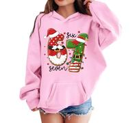 67 Christmas 6 7 Hoodies for Kids, Christmas Jumper Boys and Girls, Santa Says Six Seven Sweatshirt, Santa & Elf Graphic Sweatshirt Novelty Xmas Pullover Top with Pocket (6-7 years) Pink