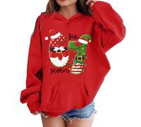67 Christmas 6 7 Hoodies for Kids, Christmas Jumper Boys and Girls, Santa Says Six Seven Sweatshirt, Santa & Elf Graphic Sweatshirt Novelty Xmas Pullover Top with Pocket (Red, 4-5 years)