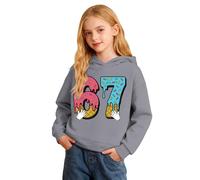 67 Christmas Hoodie, Children's Christmas Hoodie, Girls Hooded Sweatshirt and Joggers Soft Casual Two Piece Outfit with Pockets for Play and School Six Seven for Boys Girls Grey