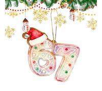 67 Christmas Ornament - 2D Acrylic Funny Reusable Christmas Decor | Fun Six Seven Pendant Party Decorations | for Holiday Birthday Wall Door Window Indoor Outdoor Living Room Bedroom