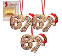 67 Christmas Ornament, 3 Pack Funny Six Seven Acrylic Holiday Decorations, 2D Flat Fun Decoration 67 Meme Pack, Holiday Fashion Christmas Tree Ornaments For Winter Party Vacation Home Room