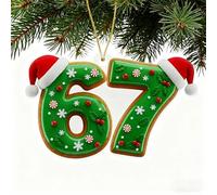 67 Christmas Ornament, Funny 67 Ornaments for Xmas Tree, Six Seven Meme Grandkid Birthday Gift for Teen Girls Trendy Stuff, Xmas Gift Holiday Home Decor (Type 02)
