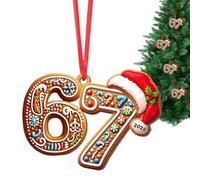 67 Christmas Ornament, Six Seven Teen Slangs Tree Decoration, 67 Meme Acrylic Ornament, 2D Six Seven Gingerbread Christmas Tree Decoration, Ideal Present for Teens Kids Family Friends Coworkers