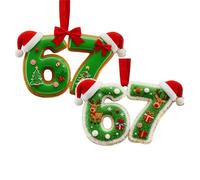 67 Christmas Ornaments, Personalized Six Seven Xmas Meme Ornament, 67 Funny Holiday Keepsake, Santa Number Hanging Tree Decor, Gifts for Holiday (Colour(C,2PCS))