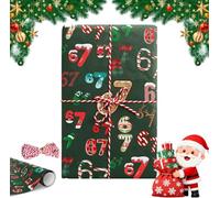67 Christmas Wrapping Paper, Xmas Gift Wrap Paper, 50cm Width Six Seve Funny Secret Santa Present Decorations Accessories for Party Holiday New Year, Festive Gag Gifts Ornament for His/Her-Green 90cm