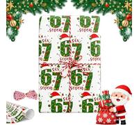 67 Christmas Wrapping Paper, Xmas Gift Wrap Paper, 50cm Width Six Seve Funny Secret Santa Present Decorations Accessories for Party Holiday New Year, Festive Gag Gifts Ornament for His/Her-White 450cm