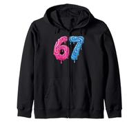 67 Costume Six Seven Meme Number 6 7 On It Youth Teen Boys Zip Hoodie