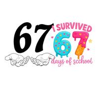 67 Days of School Iron on Transfer I'm Feeling Awesome Six Seven Meme Patches for T-Shirts 100 Days School Celebration DIY Patches for Kids Clothing & Class Activities (67 Hands & Ice Cream)