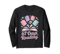67 Days of School Reading Books Meme for Kids Girls Tie Dye Long Sleeve T-Shirt