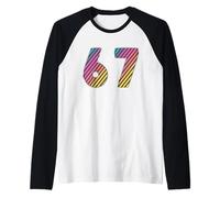 67 Diagonal African American Pride Stripe Number Design Raglan Baseball Tee