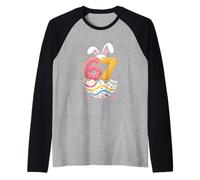 67 Easter Bunny Egg 67th Birthday Party Celebration Raglan Baseball Tee
