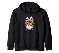 67 Easter Bunny Egg 67th Birthday Party Celebration Zip Hoodie