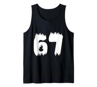 67 Flame Style Bold Number Fire Graphic Design Tank Top