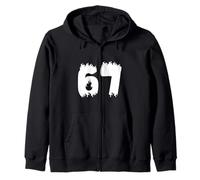 67 Flame Style Bold Number Fire Graphic Design Zip Hoodie