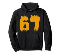 67 Flame Style Bold Number Fire Graphic Flaming Design Pullover Hoodie