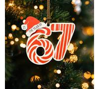 67 Funny Christmas Ornaments 2025, 67 Meme Santa Ornaments for Christmas Tree, 2D Six Seven Tree Ornament 6 7 Stuff for Xmas Holiday Home Decor (J)