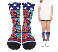 67 Funny Creams Drips Baseball Socks, Breathable 6 7 Meme Socks, Long Six Seven Meme Design Sock, For Kids Adults Athlete Basketball Hockey Volleyball Running(style B)