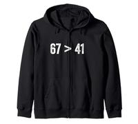 67 Greater Than 41 Meme Six Seven Four One Funny Gen Z Slang Zip Hoodie