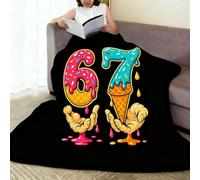 67 Ice Creams Throw Blanket, Funny Six Seven 6 7 Meme Blanket, Funny 67 Trends Throws Blankets for Kids Adults, 6 7 Flannel Cozy Blankets for Couch Bed Sofa Living Room Office Camping (100*150CM)