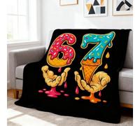 67 Ice Creams Throw Blanket, Funny Six Seven 6 7 Meme Blanket, Funny 67 Trends Throws Blankets for Kids Adults, 6 7 Flannel Cozy Blankets for Couch Bed Sofa Living Room Office Camping (130*150CM)