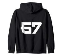 67 Japanese Bold Minimal Number Design Zip Hoodie