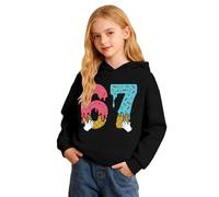 67 Kid Christmas Hoodie, Kids Christmas Jumper Girls,6 7 Meme Jumper Six Seven Long Sleeve Pullover Sweatshirt Girls Boys Hoodies Xmas Jumpers for Kids 2025 (Black, 13-14Years)