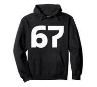 67 Korean Style Number Bold Minimal Typography Design Pullover Hoodie