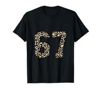 67 Leopard Spot Varsity Block Number Bold Graphic Design T-Shirt