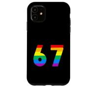 67 LGBTQ Pride Rainbow Stripe Number Graphic Design Case for iPhone 11
