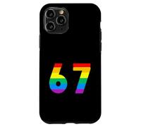 67 LGBTQ Pride Rainbow Stripe Number Graphic Design Case for iPhone 11 Pro