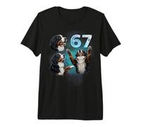 67 Meme Bernese Mountain Howling at The Moon Six Seven Premium T-Shirt