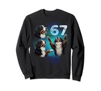 67 Meme Bernese Mountain Howling at The Moon Six Seven Sweatshirt