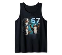 67 Meme Bernese Mountain Howling at The Moon Six Seven Tank Top