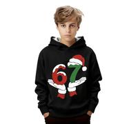 67 Meme Boys Hoodie Six Seven 6 7 Christmas Hoodies for Kids Funny Loose Casual Fashion Printed Long Sleeve Pullover Sweatshirts Autumn Winter Holiday Party Travel Essentials Tops for Boys and Girls