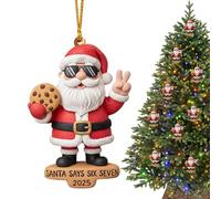 67 Meme Christmas Ornament, Funny Santa Says Six Seven Hanging Decoration For Christmas Tree, 2D Acrylic 6 7 Santa Pendant For Boys Teens