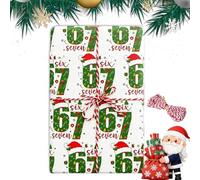 67 Meme Christmas Wrapping Paper, Funny 6 7 Xmas Wrapping Paper, Novelty Six Seven Gift Wrap Papers Roll for Present Holiday Birthday Party 19 * 36in (White*1)