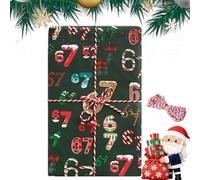 67 Meme Christmas Wrapping Paper, Funny 6 7 Xmas Wrapping Paper, Novelty Six Seven Gift Wrap Papers Roll for Present Holiday Birthday Party 19 * 36in (Green*1)