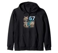 67 Meme Coyote Howling at The Moon Six Seven Zip Hoodie