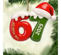 67 Meme Funny Christmas Ornaments, 2025 New 6 7 Ornament, Funny Ornament for Exchange, Hilarious Christmas Tree Ornaments Gift for Teens, Stocking Stuffer, Naughty Holiday Decor