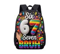 67 Meme Graphic Backpack for School and Travel - Retro Donut Style 17 Inch Large Capacity Daily Rucksack