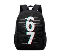 67 Meme Graphic Backpack for School and Travel - Retro Donut Style 17 Inch Large Capacity Daily Rucksack