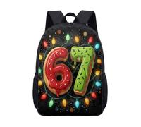 67 Meme Graphic Backpack for School and Travel - Retro Donut Style 17 Inch Large Capacity Daily Rucksack