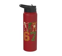 67 Meme Halloween Dabbing 6 7 Brainrot Six Seven Kids Boys Stainless Steel Insulated Water Bottle
