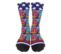67 Meme Ice Cream Socks | Funny 67 Meme Crew Socks For Boys Girls | Christmas Novelty Ice Cream Six Seven Crew Sock For Women Men Kids For Christmas Birthday Hiking Travel Climbing Office