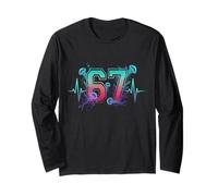 67 Meme Jellyfish Heartbeat Funny Six Seven Gen Alpha Slang Long Sleeve T-Shirt