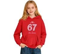 67 Meme Kids Christmas Hoodies 6 7" Number Hearts Printed Hooded Sweatshirts for Boys Girls Comfortable Soft Fabric Coats Causal Cozy Long Sleeve Jumpers for Valentine's Day (a1-Red, 18-24 Months)