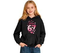 67 Meme Kids Christmas Hoodies 6 7" Number Hearts Printed Hooded Sweatshirts for Boys Girls Comfortable Soft Fabric Coats Causal Cozy Long Sleeve Jumpers for Valentine's Day (a2-Black, 7-8 Years)