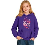 67 Meme Kids Christmas Hoodies 6 7" Number Hearts Printed Hooded Sweatshirts for Boys Girls Comfortable Soft Fabric Coats Causal Cozy Long Sleeve Jumpers for Valentine's (a2-Purple, 9-10 Years)