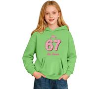 67 Meme Kids Christmas Hoodies 6 7" Number Hearts Printed Hooded Sweatshirts for Boys Girls Comfortable Soft Fabric Coats Causal Cozy Long Sleeve Jumpers for Valentine's (a1-Green, 18-24 Months)